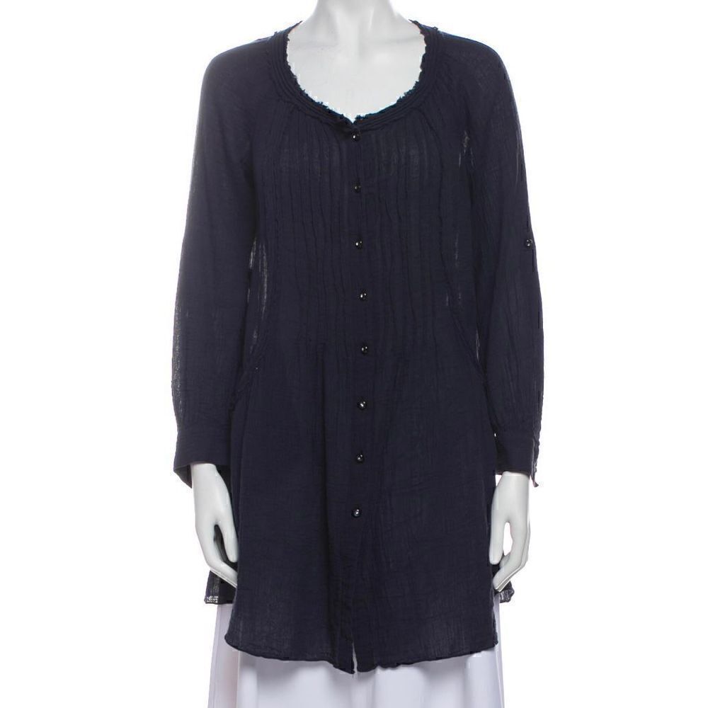 Rebecca Taylor, V-Neck Long Sleeve Button Down Tunic in Dark Navy Women’s Small